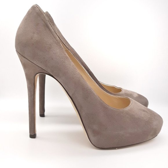 All Saints Taupe Suede Stiletto Platform Pumps SZ 39.5 - Picture 1 of 12